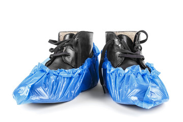 shoe covers on white background