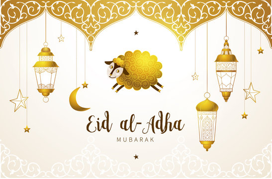 Happy sacrifice celebration Eid al-Adha card.