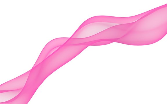 Abstract pink wave. Raster air background. Bright pink ribbon on white background. Pink scarf. Abstract smoke. 3D illustration © Plastic man