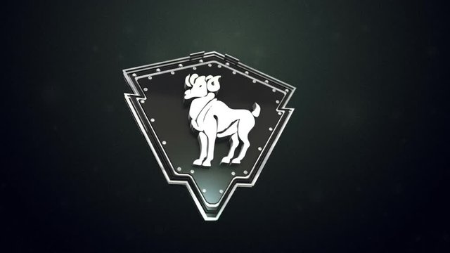 3d generated Zodiac sign Aries - The Ram, turning in front of the camera on dark background.