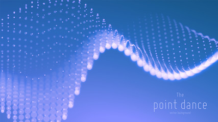 Vector abstract blue particle wave, points array, shallow depth of field. Futuristic illustration. Technology digital splash or explosion of data points. Point dance waveform. Cyber UI, HUD element.