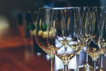 empty champagne glasses close-up