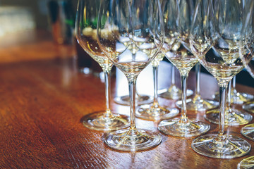 empty champagne glasses close-up