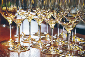 empty champagne glasses close-up