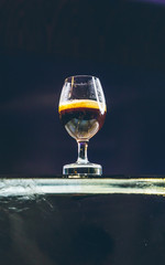 coffee in a glass on an ice cube