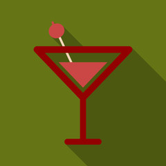 Martini cocktail with straw vector illustration outline silhouette isolated on background. Alcohol drink cocktail icon