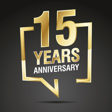 15 Years Anniversary gold white black logo icon