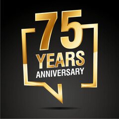 75 Years Anniversary gold white black logo icon
