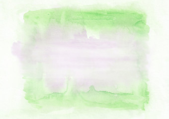 Green and pink horizontal  watercolor  gradient  hand drawn  background. Middle part is lighter than other sides of image.