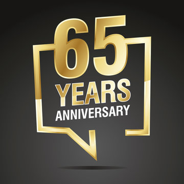 65 Years Anniversary gold white black logo icon