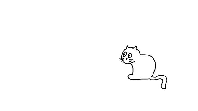 A cat watching a ball, animation on the white background