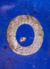 Written Wording in Distressed State Typography Found Number O, 0, Zero