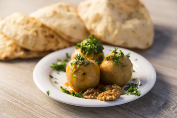 local bread on the wooden background in Turkey.
