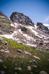 Fototapeta na wymiar Scenic, landscape view of mountains on a hike near Vail, Colorado. 