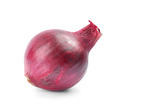 Ripe red onion on white background
