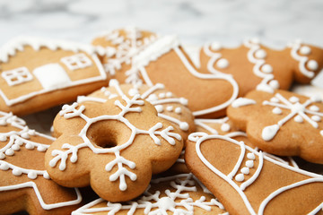 Obraz na płótnie Canvas Tasty homemade Christmas cookies, closeup