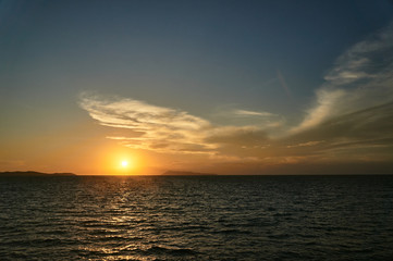 Sunset on the island of Corfu, Greece.