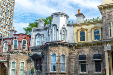 Fototapeta premium Old buildings in Quebec city downtown, Canada