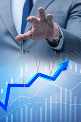 Hand supporting the growth chart line