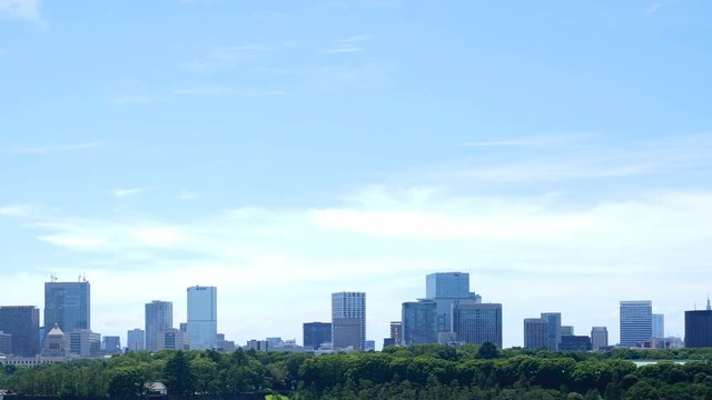 4k・東京風景・タイムラプス・皇居と国会議事堂