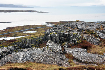 beautiful nature of Iceland, volcanic landscape covered with moss