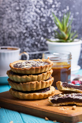 tartlets with salted caramel and chocolate
