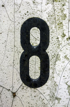 Written Wording in Distressed State Typography Found Number Eight 8