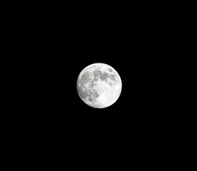 A detailed photograph of the moon and its craters against a plain black sky
