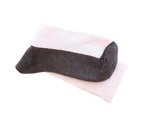 Dirty socks on white background.