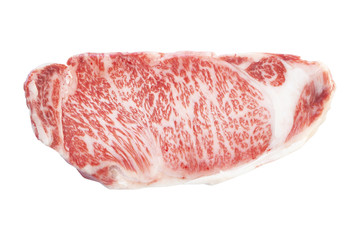 raw wagyu sirloin isolated on white background. japanese beef