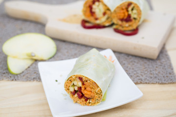 cabbage rolls with carrots. apple, pepper