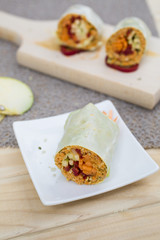 cabbage rolls with carrots. apple, pepper