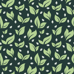 Seamless Pattern Green Repeated Floral Leaf Nature