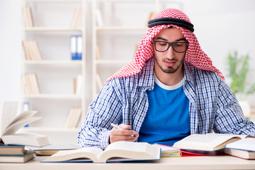Arab student preparing for university exams