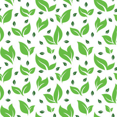 Seamless Pattern Simple Repeated Green Leaf Nature