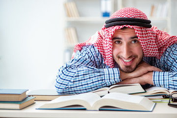 Arab student preparing for university exams