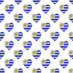 Uruguayan Flag Heart Shape Motif Seamless Pattern