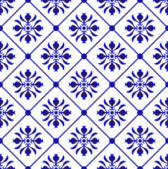Fototapeta premium blue and white tile pattern vector