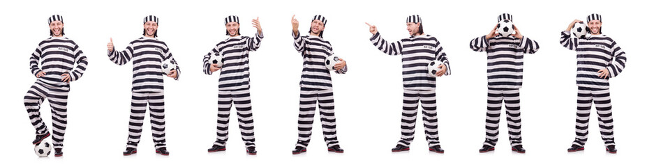 Prison inmate isolated on the white background