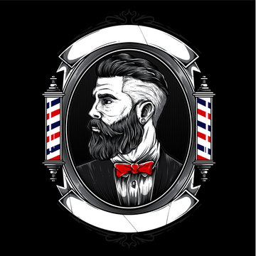Barbershop tools and man face in simple style on black textured background  seamless pattern Design of textiles wallpaper packaging Vector stock  illustration 9748982 Vector Art at Vecteezy