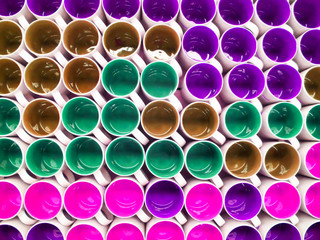 colorful ceramic cup background in warehouse