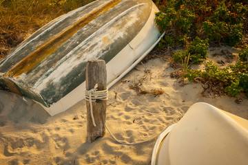 Fishing boats and post, Madaket harbor, Nantucket