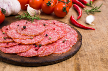 Thin slices of salami