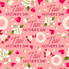 Fototapeta na wymiar Happy Thai Mother's day Elements : Seamless Pattern : Vector Illustration