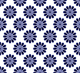 blue and white flower pattern