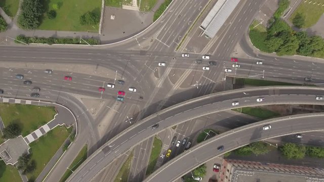 Aerial view of junction - European city, Budapest, Arpad bridge