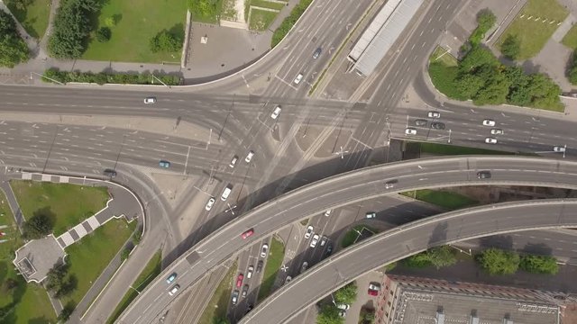 Aerial view of junction - European city, Budapest, Arpad bridge