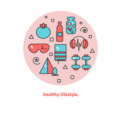 Healthy lifestyle icons