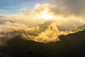 Beautiful sunset Landscape at Doi Luang Chiang Dao in Chiang Mai, Thailand