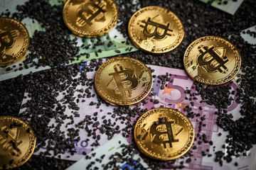Fototapeta na wymiar Golden bitcoins